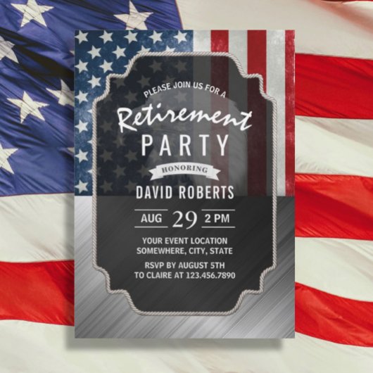 愛国的な軍事退役 アメリカ国旗 擬似金属 招待状