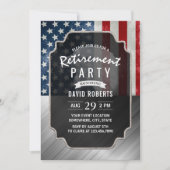 愛国的な軍事退役 アメリカ国旗 擬似金属 招待状 (正面)