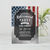 愛国的な軍事退役 アメリカ国旗 擬似金属 招待状 (スタンド正面)