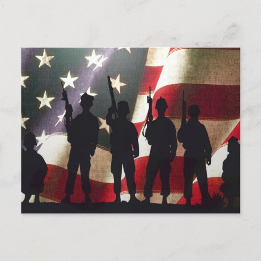 愛国的な軍人シルエット ポストカード (正面)