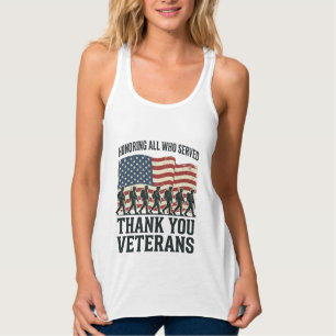 愛国的な軍旗Tシャツ 感謝の気持ちを退役軍人に D タンクトップ