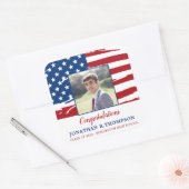 愛国的な軍隊アメリカ国旗の卒業 スクエアシール (封筒)