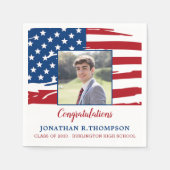 愛国的な軍隊アメリカ国旗の卒業 スタンダードカクテルナプキン (正面)