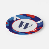 愛国的な迷彩柄レッドホワイトとブルーカモフラージュパーティー ペーパープレート (アングル)