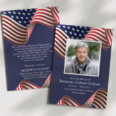 愛国的な退役軍人写真葬儀サンキューカード 招待状
