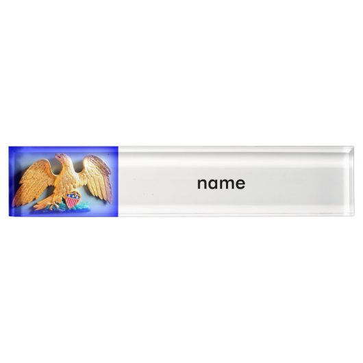 愛国的な金ゴールドワシの表札 デスクネームプレート (正面)