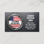 愛国的な金属アメリカ国旗の車の自動整備士 名刺 (正面)