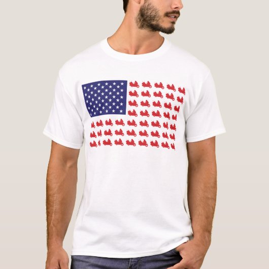 愛国的な金箔付きバイク Tシャツ (正面)