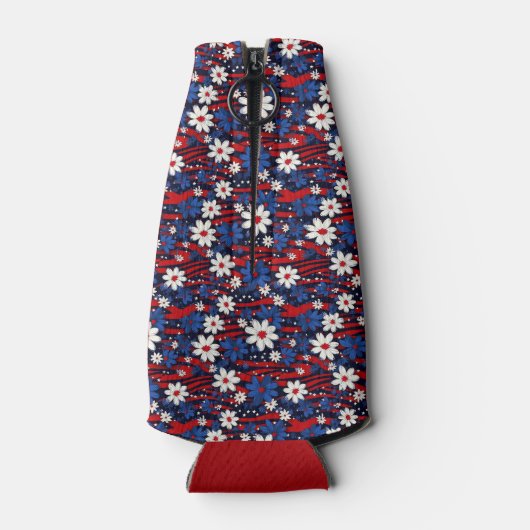 愛国的な開花 – スター、ストライプフローラ&エレガンス ボトルクーラー (裏面)