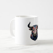 愛国的な雄牛の頭のビンテージ彫刻デザイン1 コーヒーマグカップ (正面左)