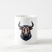 愛国的な雄牛の頭のビンテージ彫刻デザイン1 コーヒーマグカップ (中央)