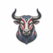 愛国的な雄牛の頭のビンテージ彫刻デザイン1 シール (正面)