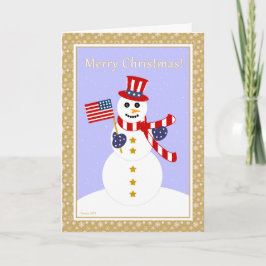 愛国的な雪だるまと国旗のクリスマスカード シーズンカード