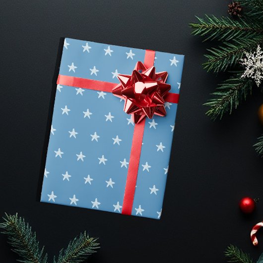 愛国的な青い星国旗のパターン ラッピングペーパー