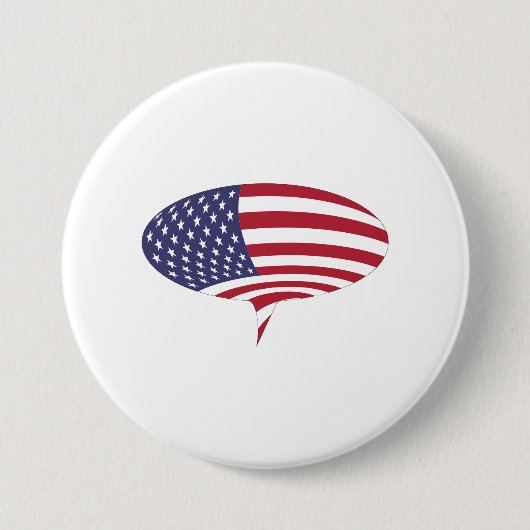 愛国的な音声バブルのパッチとボタン 缶バッジ (正面)