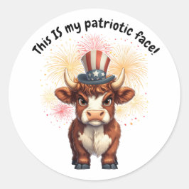 愛国的な顔の不機嫌な高地の牛 ラウンドシール