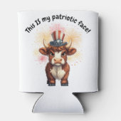 愛国的な顔の不機嫌な高地の牛 缶クーラー (裏面)