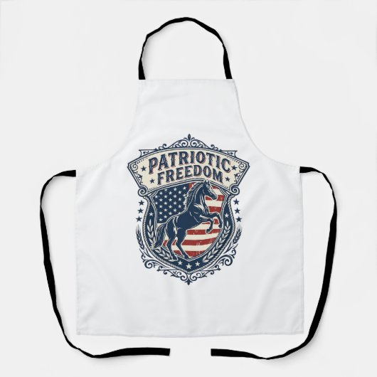愛国的な馬牧場ママベクターグラフィックTシャツ_1 エプロン (正面)