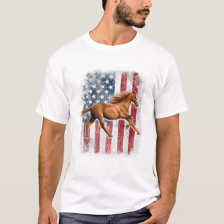 愛国的な馬 アメリカ国旗 Tシャツ