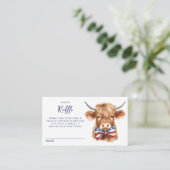 愛国的な高地の牛の赤ちゃんシャワーおむつラッフル エンクロージャーカード (スタンド正面)