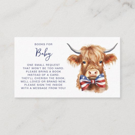 愛国的な高地の牛の農場の動物の本ベビー エンクロージャーカード (正面)