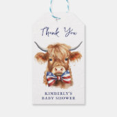 愛国的な高地の牛の農場の動物の赤ちゃんシャワー ギフトタグ (裏面)