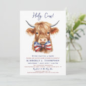 愛国的な高地の牛の農場の動物の赤ちゃんシャワー 招待状 (スタンド正面)