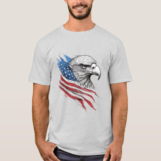愛国的な鷲のギフト - アメリカ国旗USAプライド Tシャツ (正面)