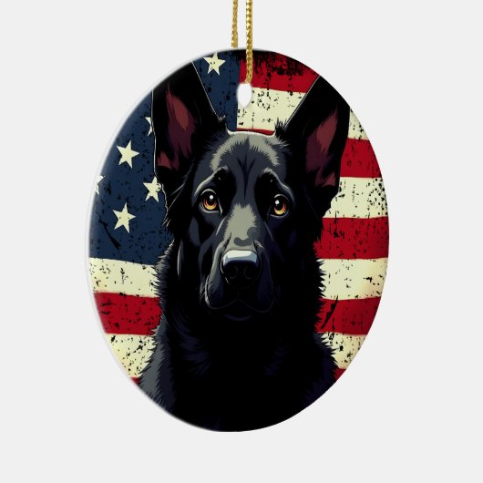 愛国的な黒人羊飼いアメリカ合衆国国旗 セラミックオーナメント (右)