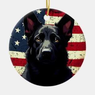 愛国的な黒人羊飼いアメリカ合衆国国旗 セラミックオーナメント