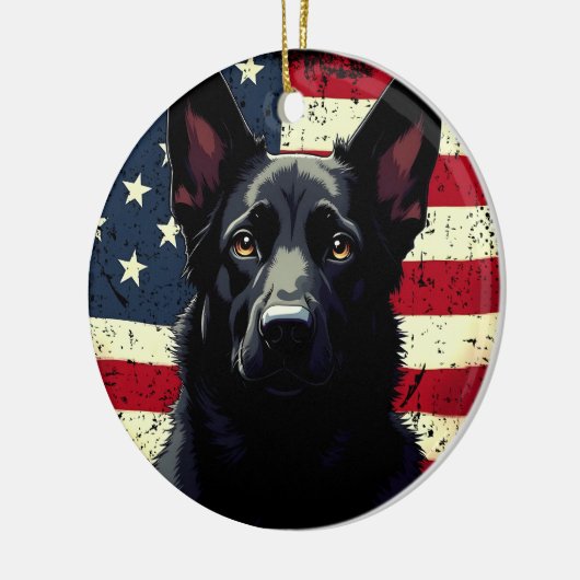 愛国的な黒人羊飼いアメリカ合衆国国旗 セラミックオーナメント (左)