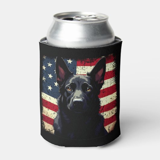 愛国的な黒人羊飼いアメリカ合衆国国旗 缶クーラー (缶正面)