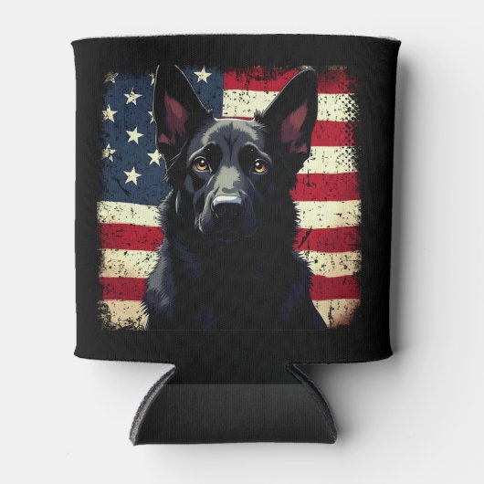 愛国的な黒人羊飼いアメリカ合衆国国旗 缶クーラー (正面)