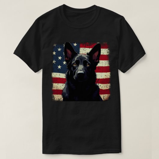 愛国的な黒人羊飼いアメリカ合衆国国旗 Tシャツ (デザイン正面)