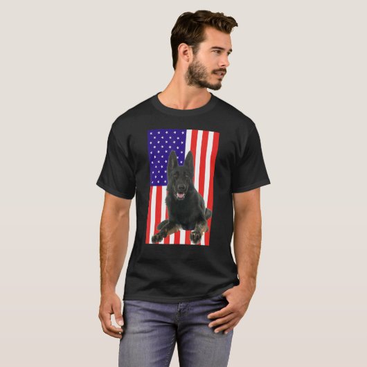 愛国的な黒人羊飼いアメリカ国旗 Tシャツ (正面フル)