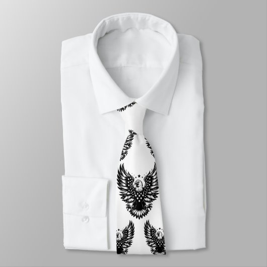 愛国的な黒白のアメリカ国旗のハゲのワシ ネクタイ (タイ)