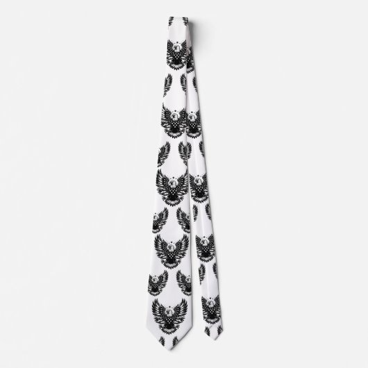 愛国的な黒白のアメリカ国旗のハゲのワシ ネクタイ (正面)