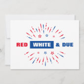愛国的な4th 7月赤白とデューベイビーシャワー サンキューカード (裏面)