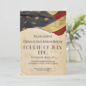 愛国的な4th of July BBQ プールパーティ ヴィンテージ フラグ 招待状 (スタンド正面)