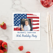 愛国的な50歳の誕生日パーティー米国国旗の写真 スタンダードカクテルナプキン (インサイチュ)