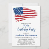 愛国的な50歳の誕生日パーティー米国国旗 招待状 (正面)