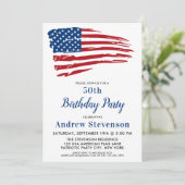 愛国的な50歳の誕生日パーティー米国国旗 招待状 (スタンド正面)