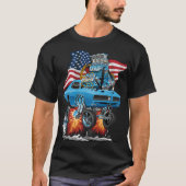 愛国的な60年代のアメリカのマッスルカー国旗 Tシャツ (正面)