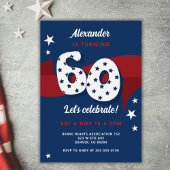 愛国的な60歳の誕生日パーティー赤白青スター 招待状