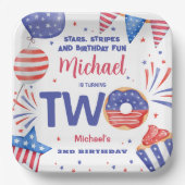 愛国的な7月2日の4日誕生日パーティー ペーパープレート (正面)