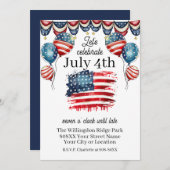 愛国的な7月4日お祝い 招待状 (正面/裏面)
