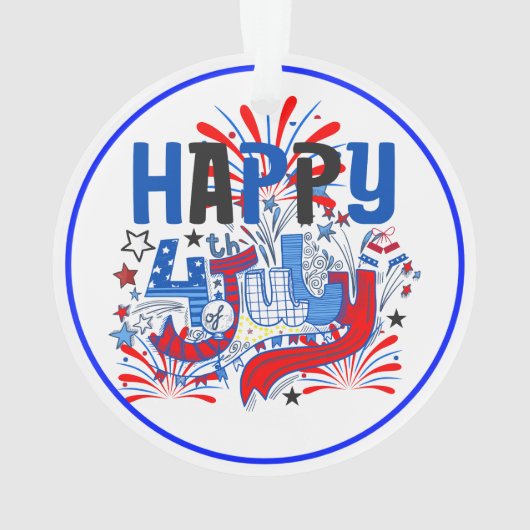 愛国的な7月4日のお祝いデザイン オーナメント (裏面)