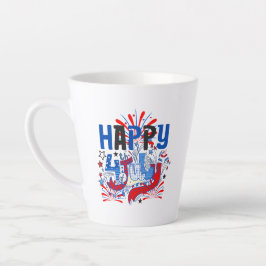 愛国的な7月4日のお祝いデザイン カフェラテマグ