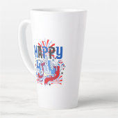 愛国的な7月4日のお祝いデザイン カフェラテマグ (左アングル)