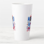 愛国的な7月4日のお祝いデザイン カフェラテマグ (正面)